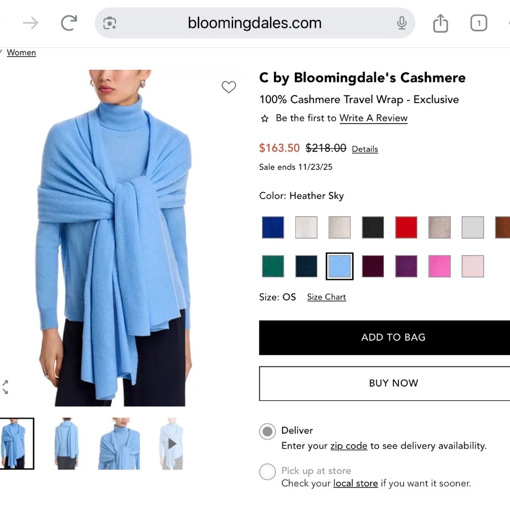 C by Bloomingdale’s 100% Cashmere Travel Wrap - Exclusive